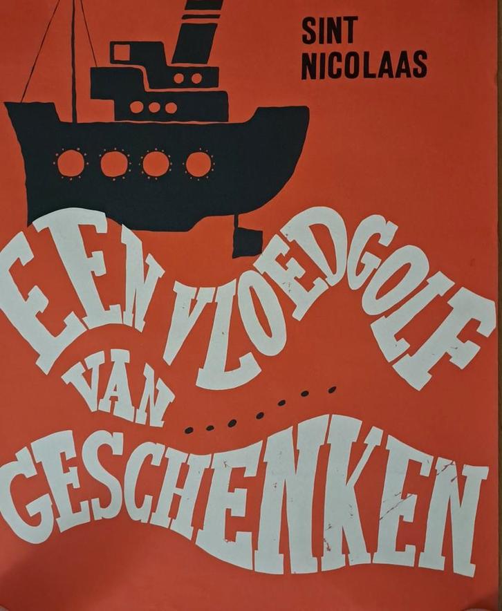 Vintage Sinterklaas Poster - Jaren 70, Diversen, Sinterklaas, Ophalen of Verzenden