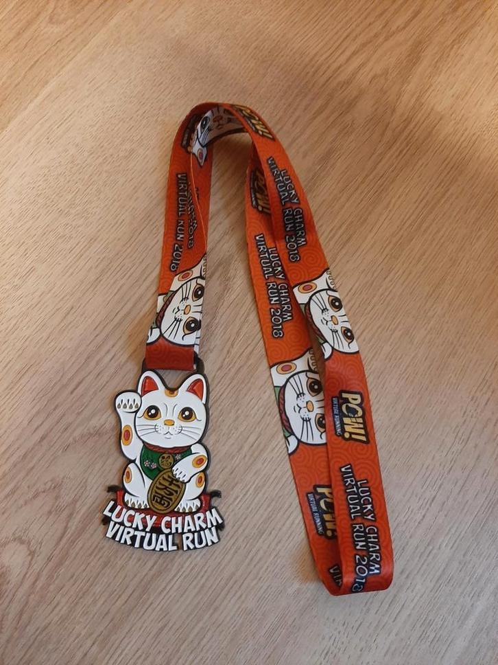 Lucky cat virtual run medaille, Postzegels en Munten, Penningen en Medailles, Ophalen of Verzenden