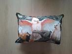 Decoratief kussen met vogelprint, Ophalen of Verzenden, Gebruikt, Overige kleuren, Rechthoekig