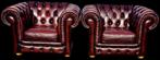 2x Chesterfield Club Fauteuils Bruin Rood - Gratis Bezorging, Huis en Inrichting, Fauteuils, Gebruikt, ., Chesterfield, Ophalen of Verzenden