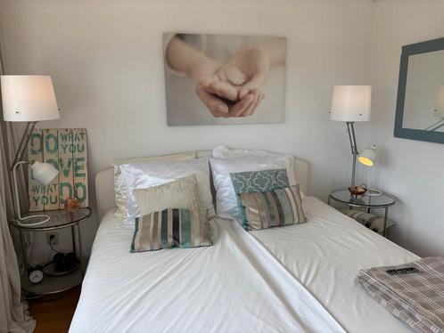 Mooi Tweepersoonsbed met Hoofdbord, Huis en Inrichting, Slaapkamer | Bedden, Zo goed als nieuw, Tweepersoons, 180 cm, 200 cm, Stof