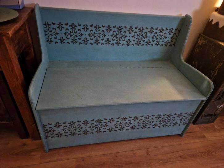 Gerestylde houten bank met opbergruimte, Huis en Inrichting, Banken | Sofa's en Chaises Longues, Ophalen