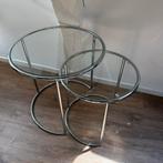 Tweedelige glazen tafel, Huis en Inrichting, Ophalen, Rond, 75 cm of meer, Glas