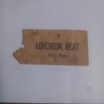 Voedsel droppingslabel nr 7 luncheon meat operatie manna, Ophalen of Verzenden, Overige soorten, Nederland, Overige typen
