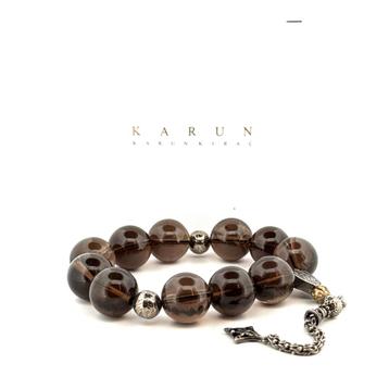 Black smoke Quartz tesbih Karun jewellery certicicaat  beschikbaar voor biedingen