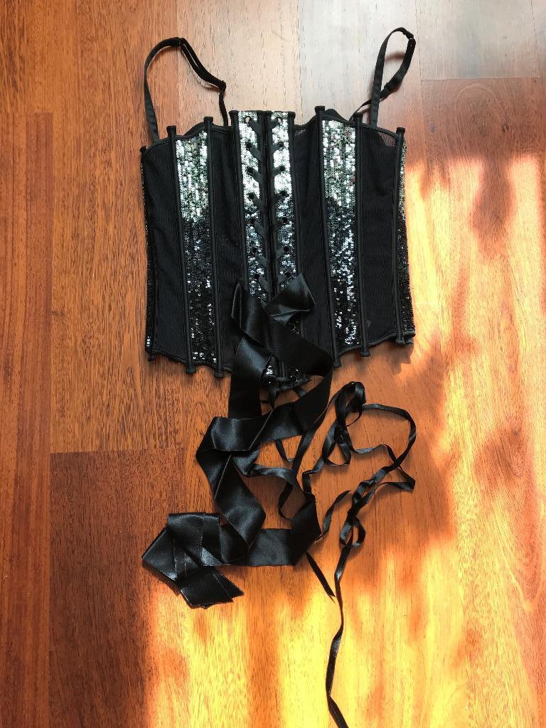 Nieuw - Argentovivo sexy corset zilver bling zwart - EU85B, Argentovivo, Ophalen of Verzenden, Zwart, Body of Korset