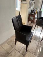 eetkamer stoelen, leer, 6 stuks, Ophalen, Gebruikt, Bruin, Leren stoelen met armleuning en houten poten