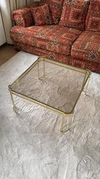 Vintage Hollywood Regency Salontafel rookglas messing, Huis en Inrichting, Tafels | Salontafels, Ophalen, Gebruikt, 50 tot 100 cm