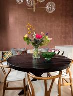 Ronde houten tafel 130 cm diameter, Huis en Inrichting, Tafels | Eettafels, Ophalen, Zo goed als nieuw, Rond, 100 tot 150 cm