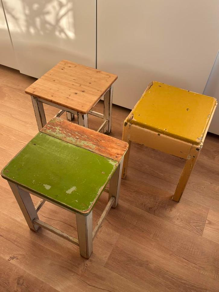 Vintage Art Deco Krukjes 3x (ook per stuk te koop), Huis en Inrichting, Tafels | Bijzettafels, Gebruikt, Vierkant, Minder dan 45 cm