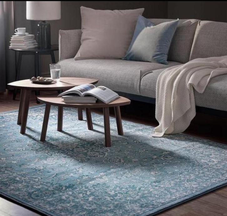 Ikea VEDBÄK Vloerkleed laagpolig, blauw 170x230 UNIEK, Huis en Inrichting, Stoffering | Tapijten en Kleden, Zo goed als nieuw