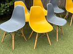 Eames-stijl stoel per stuk  – grijs en geel, Gebruikt, Overige kleuren, Ophalen of Verzenden, Eames Plastic Chair