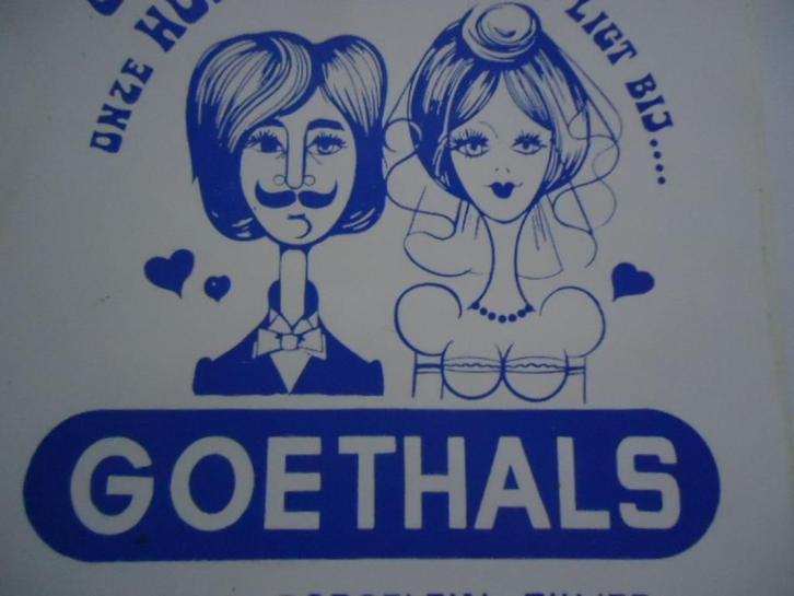 sticker oud GOETHALS strip huwelijk bruiloft niklaas belgie, Verzamelen, Stickers, Zo goed als nieuw, Verzenden