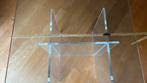 Hardglazen salontafel 65x65 plexiglas poot, Huis en Inrichting, Tafels | Salontafels, Ophalen, Gebruikt, 50 tot 100 cm, Vierkant