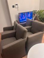 4 comfortabele grijze eetkamerstoelen – stoffen bekleding, Huis en Inrichting, Stoelen, Gebruikt, Ophalen of Verzenden, Vier, Stof