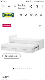 Onderschuifbed Ikea Släkt / logeerbed met lades, 90 cm, Eenpersoons, Wit, Zo goed als nieuw