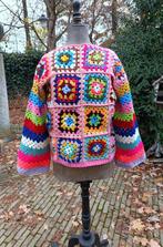 Granny Square vintage flower power trui gestreepte mouw, Hobby en Vrije tijd, Breien en Haken, Ophalen of Verzenden, Nieuw, Haken