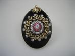 Antieke 22 Karaat Briljanten - Robijnen Onyx hanger uit ca.1, Verzenden, Goud, Hanger, Met edelsteen