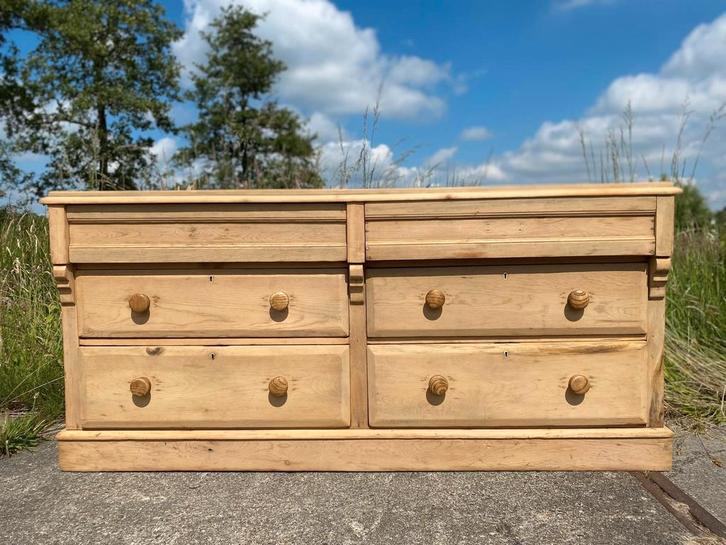 Landelijk oud grenen dressoir kast ladekast, Antiek en Kunst, Antiek | Meubels | Kasten, Ophalen