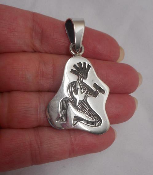 Zilveren mooie grote hanger Kokopelli nr.479, Sieraden, Tassen en Uiterlijk, Kettinghangers, Zo goed als nieuw, Zilver, Zilver