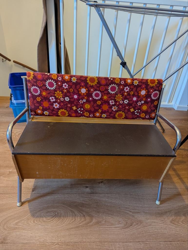 Vintage retro klepbankje opberg bankje, Ophalen, Gebruikt, Overige typen
