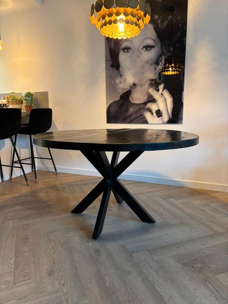 Ronde Mangohouten Eettafel - 130cm, Huis en Inrichting, Tafels | Eettafels, Ophalen of Verzenden