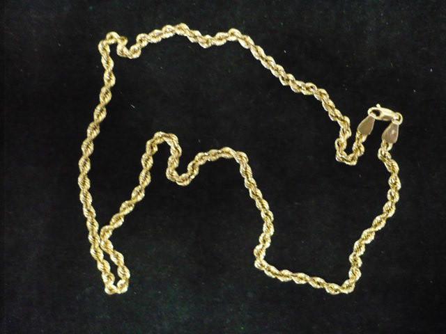 als nieuwe 14 karaat gouden rope ketting 47 cm doorsn. 4 mm, Ophalen of Verzenden, Zo goed als nieuw, Goud, Goud