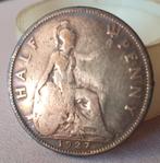 Half Penny 1927 Georgivs V Dei Gra Britt Omn Rex Fid Def Ind, Postzegels en Munten, Penningen en Medailles, Ophalen of Verzenden