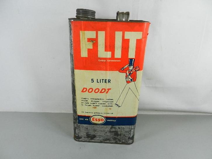 Oude 5 Liter FLIT blik Esso, Verzamelen, Blikken, Gebruikt, Overige, Overige merken, Ophalen of Verzenden