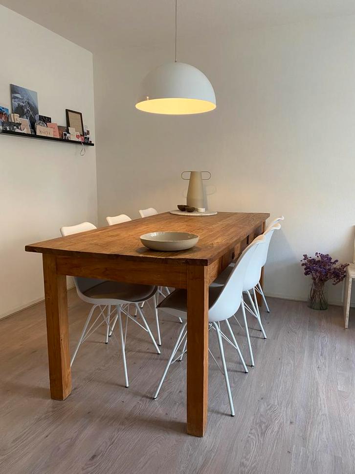 Houten eettafel - eetkamertafel, Huis en Inrichting, Tafels | Eettafels, Gebruikt, 50 tot 100 cm, 200 cm of meer, Vijf personen of meer