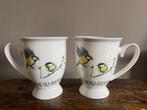 2 mokken met hollandse koolmees door Elles, Huis en Inrichting, Ophalen of Verzenden, Zo goed als nieuw, Overige stijlen, Kop(pen) en/of Schotel(s)