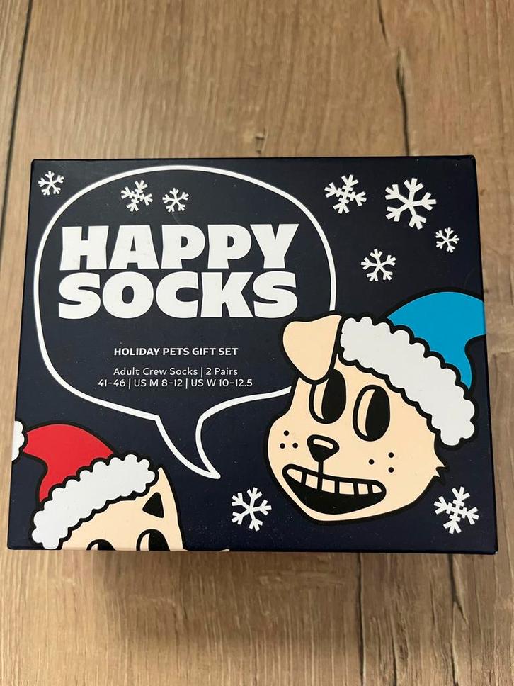 Happy socks 2x sokken/ herensokken kerst mt 41-46 cadeaudoos, Kleding | Heren, Sokken en Kousen, Nieuw, Maat 43 t/m 46, Overige kleuren