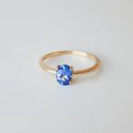 Gouden solitair ring met tanzaniet, Ophalen of Verzenden, Met edelsteen, Dame, Goud