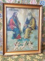 Mooie grote antieke ingelijste religieuze prent uit Italië.