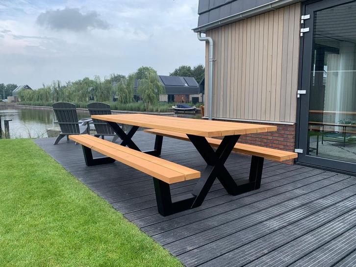 Picknicktafel Douglas & Staal, Tuin en Terras, Picknicktafels, Nieuw, Rechthoekig, Hout, Ophalen