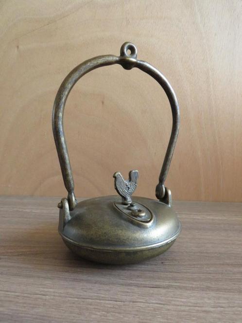 Bronzen Weverslampje met Haan – Olielamp (Begin 19e Eeuw), Antiek en Kunst, Antiek | Koper en Brons, Ophalen of Verzenden