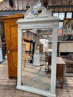 Brocante Franse spiegel met kuif craquele, Antiek en Kunst, Antiek | Spiegels, Ophalen