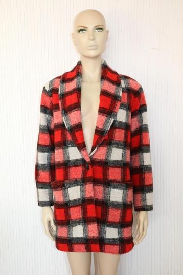 Maison Scotch winterjas mantel geruit wol oversized maat S beschikbaar voor biedingen