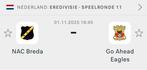 NAC breda - go ahead eagles tickets, Losse kaart, Drie personen of meer, Oktober, Nederlands elftal