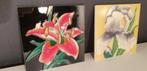 Art nouveau stijl bloemen tegels 2 stuks 1104, Antiek en Kunst, Antiek | Keramiek en Aardewerk, Ophalen of Verzenden