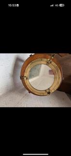 Messing massief patrijspoort als spiegel ZWAAR groot, Ophalen of Verzenden, Gebruikt, Motorboot of Zeilboot