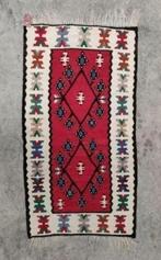 Handgeknoopt kelim tapijt Multi color red Turkije wol 77x143