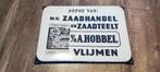 Emaille bord zaadhandel+zaadteelt v/h A. Hobbel., Ophalen of Verzenden, Gebruikt, Reclamebord
