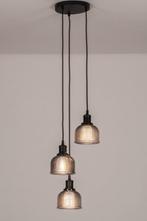 hanglamp 2.70 3 lichts geribbeld rookglas vide tafel lamp, Huis en Inrichting, Lampen | Hanglampen, Ophalen of Verzenden, Nieuw