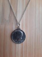 1966. Zilveren Halve Dollar Munt aan Ketting 60cm, Ophalen of Verzenden, Zo goed als nieuw, Zilver, Zilver