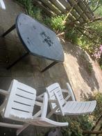 Tuintafel met 4 stoelen en kussens, Ophalen, Gebruikt