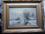 Mooi en Stemmig Wintergezicht, Olieverf, Naar Louis Apol, Antiek en Kunst, Kunst | Schilderijen | Klassiek, Ophalen of Verzenden