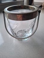 Glazen schaaltje voor ijsblokjes met verzilverde onderdelen, Ophalen of Verzenden