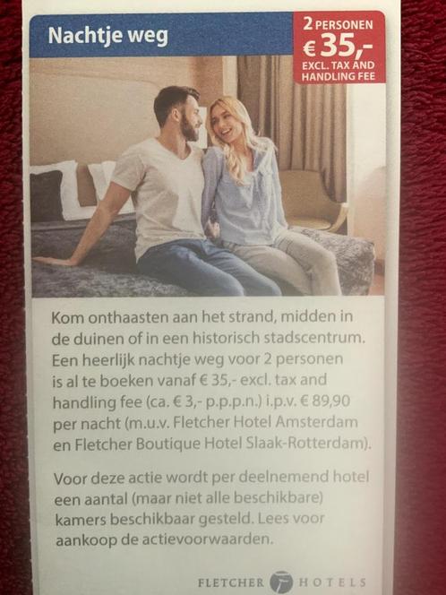 Fletcher Hotels Nachtje Weg Voordeelbon, Tickets en Kaartjes, Hotelbonnen, Twee personen, 1 overnachting