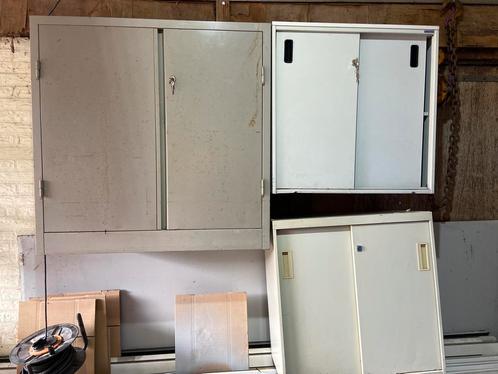 Metalen werkplaatskasten / magazijnkasten  3 stuks, Huis en Inrichting, Kasten | Roldeurkasten en Archiefkasten, Gebruikt, Minder dan 100 cm